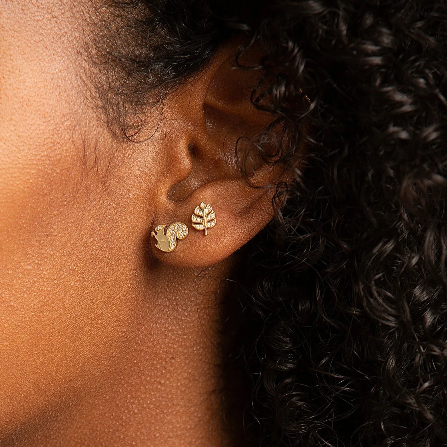 Gold & Diamond Small Squirrel Stud