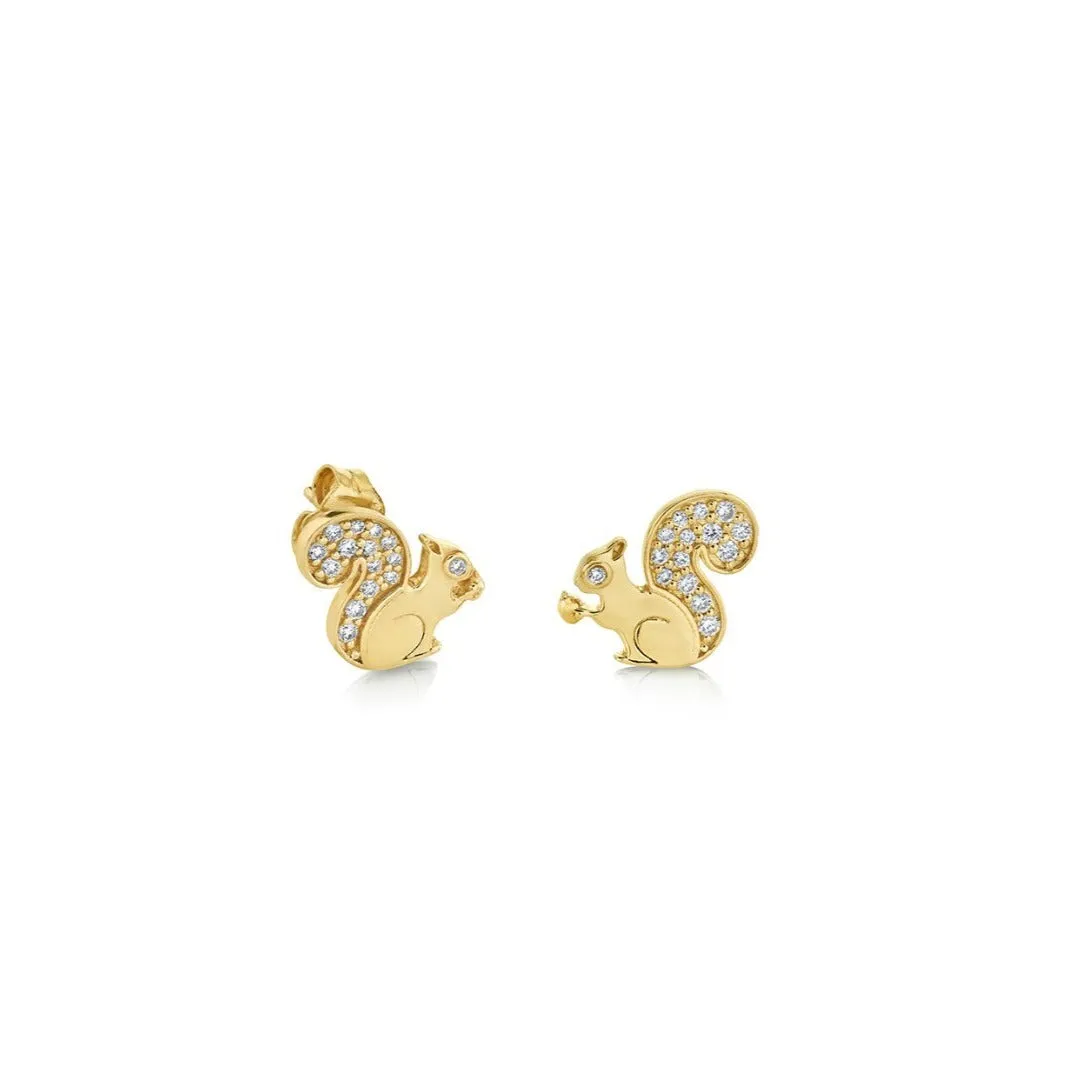 Gold & Diamond Small Squirrel Stud