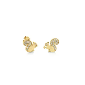 Gold & Diamond Small Squirrel Stud