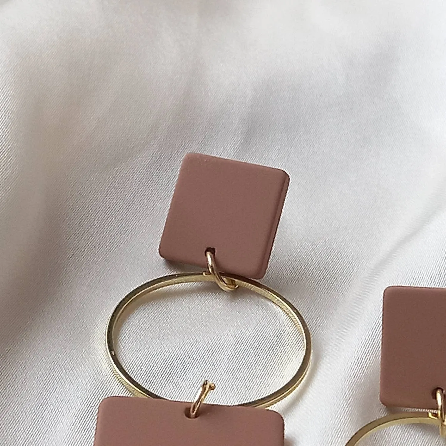 Gold and Brown Rectangle Drop Earrings -  Abstract Earrings,Long Earrings,Brown Earrings,Rectangle Earrings,Gold Jewellery,Gold Earrings