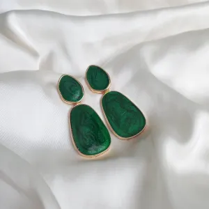 Gold and Green Resin Drop Earrings -  High Polished,Hanging Jewellery,Accessories,Green Jewellery,Gold Earrings,Emerald Green,Resin Earrings