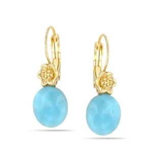 GOLD AQUA MARINE DROP  EARRINGS #202GN3101 (10G2)