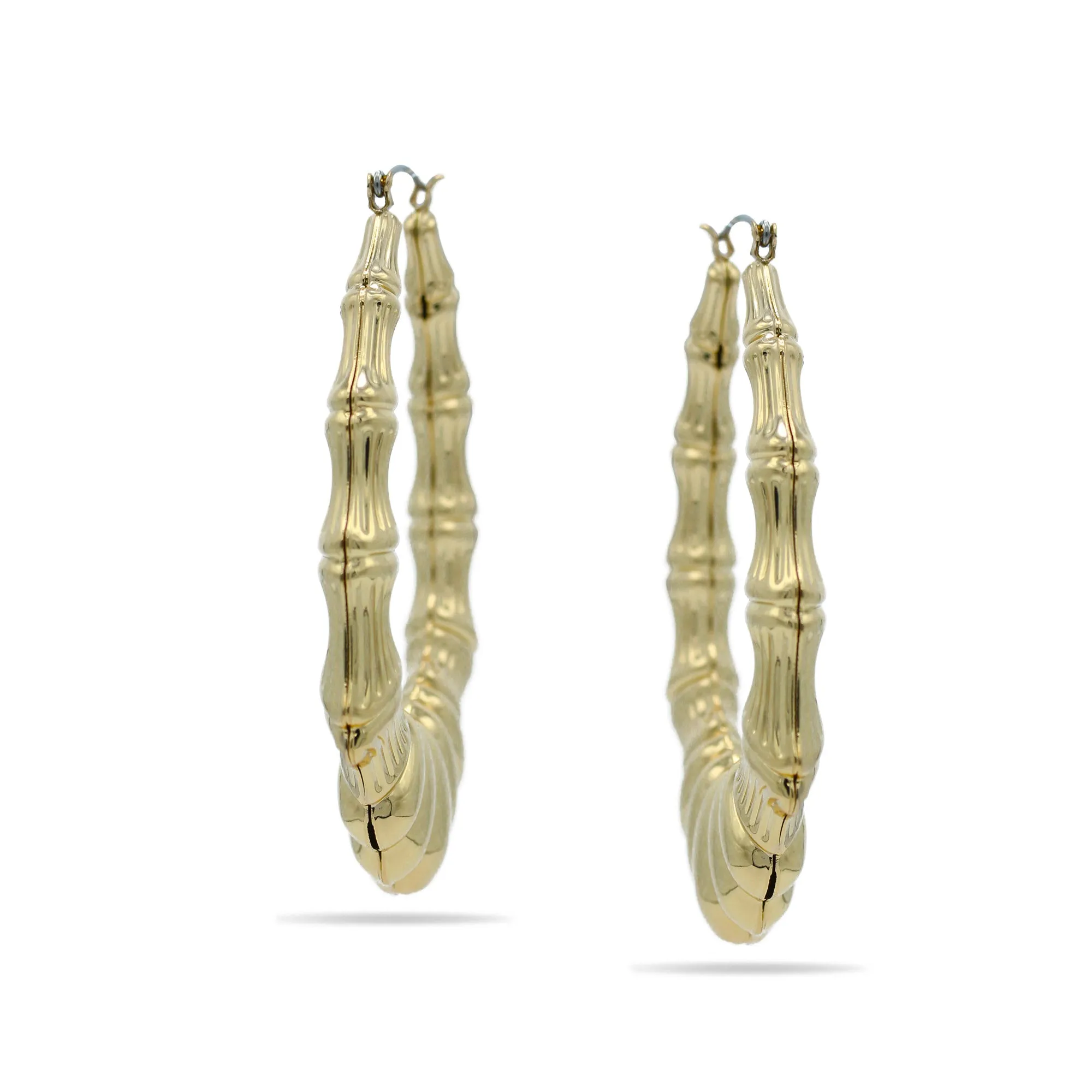 GOLD BAMBOO HOOP EARRINGS#HNE90617GD(GD17)