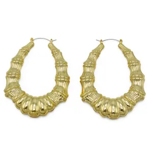 GOLD BAMBOO HOOP EARRINGS#HNE90617GD(GD17)