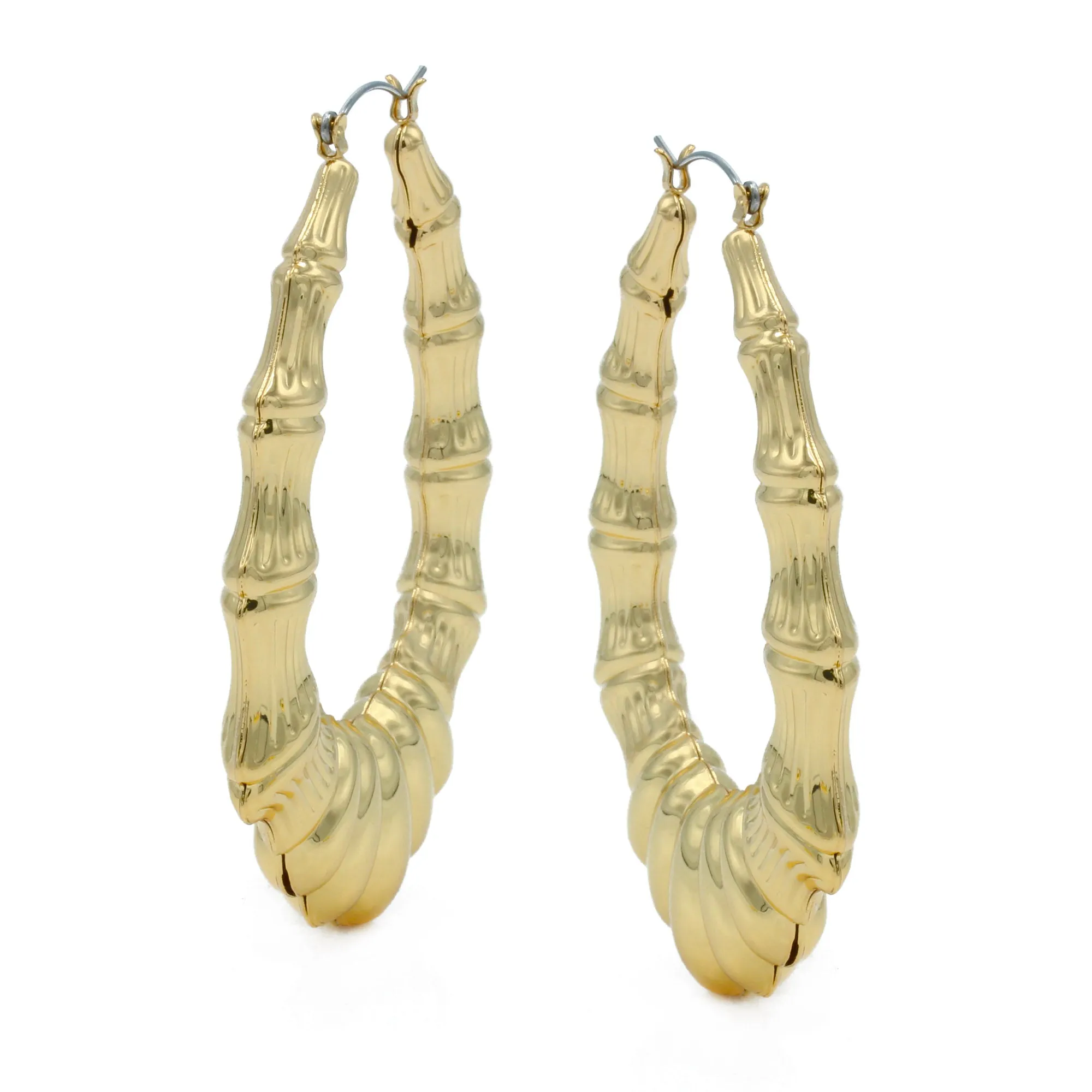 GOLD BAMBOO HOOP EARRINGS#HNE90617GD(GD17)