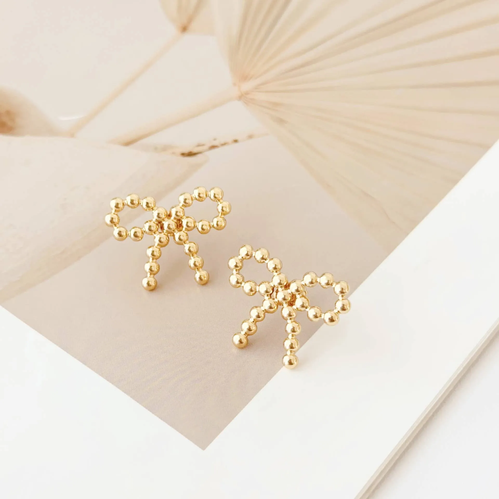Gold Bow Stud Earring