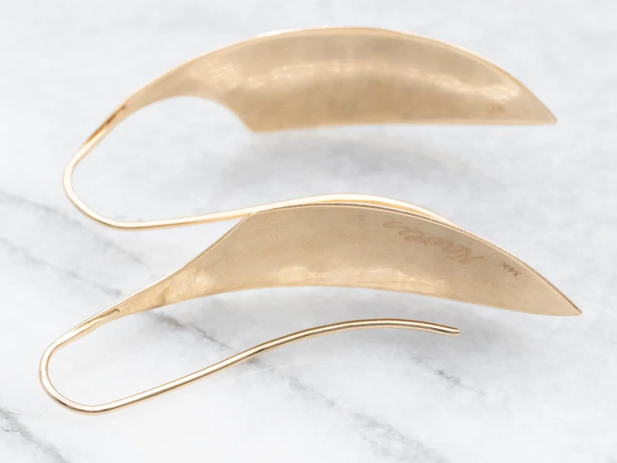 Gold Curved Drop Earrings