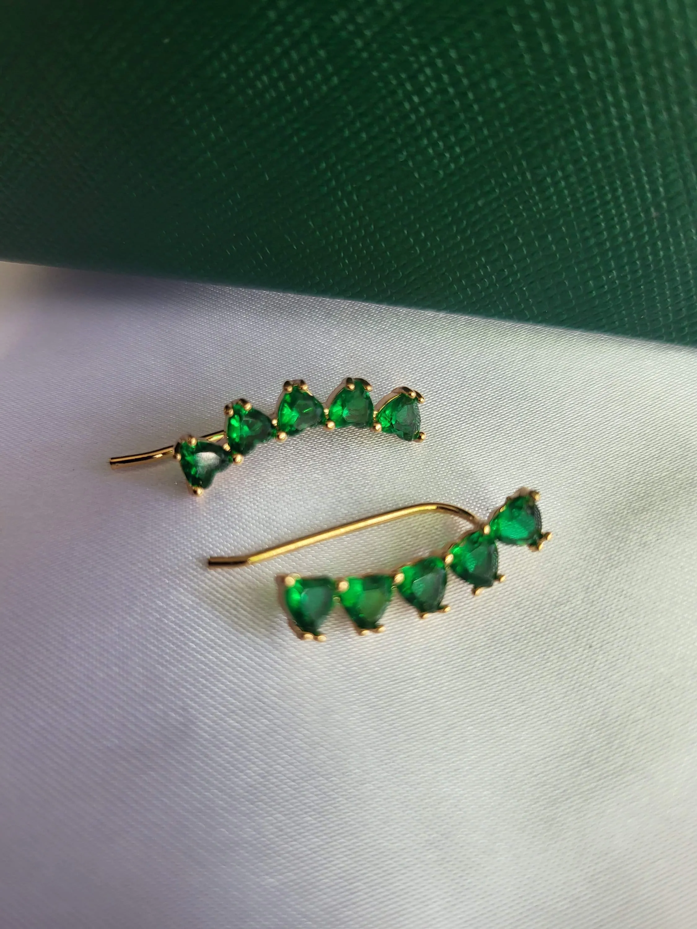 Gold Filled Heart Jade Earlobe Earrings, Ear Cuffs ,Small Hoop Cartilage Earrings, Minimalist Jewelry , Perfect Gift for Her .