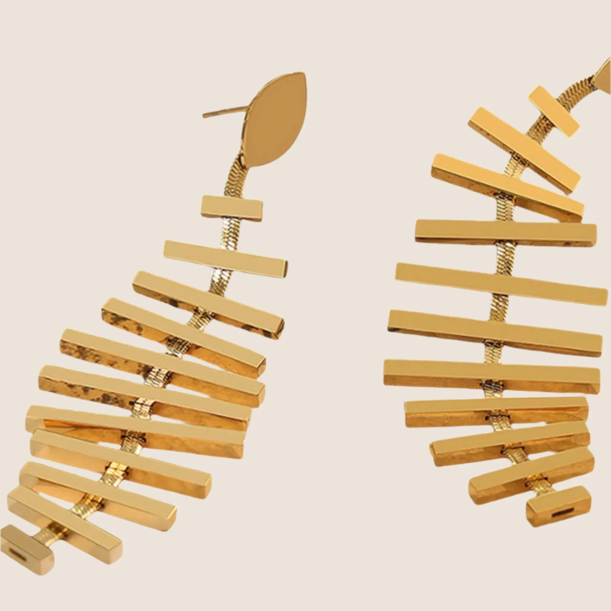 Gold Fishbone Drop Earrings: A Unique Statement in Style