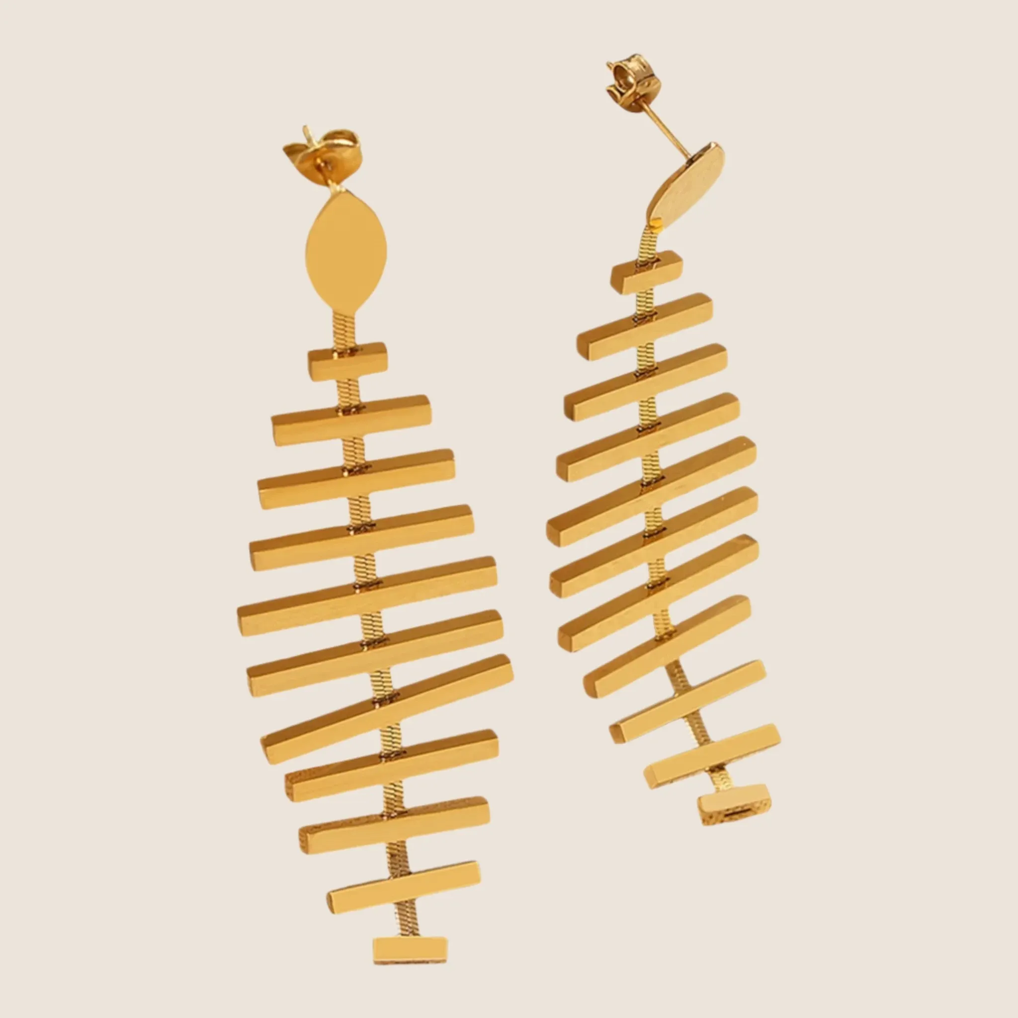 Gold Fishbone Drop Earrings: A Unique Statement in Style
