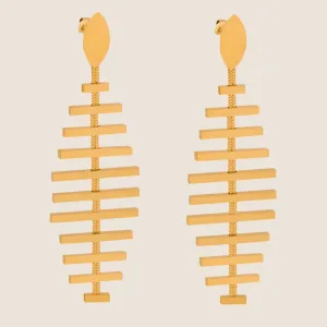 Gold Fishbone Drop Earrings: A Unique Statement in Style