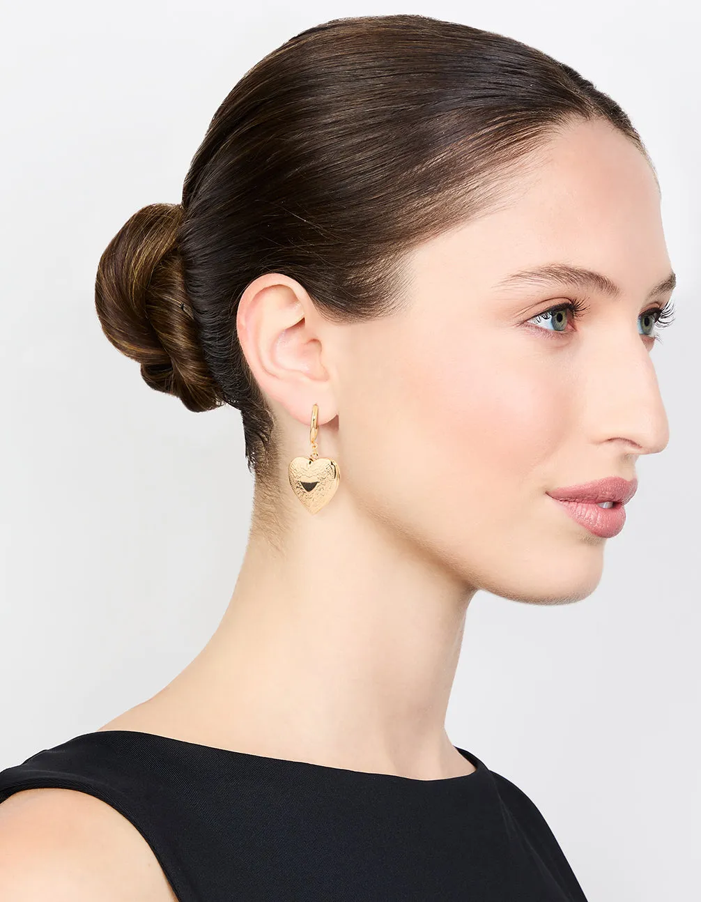 Gold Heart Locket Drop Earrings