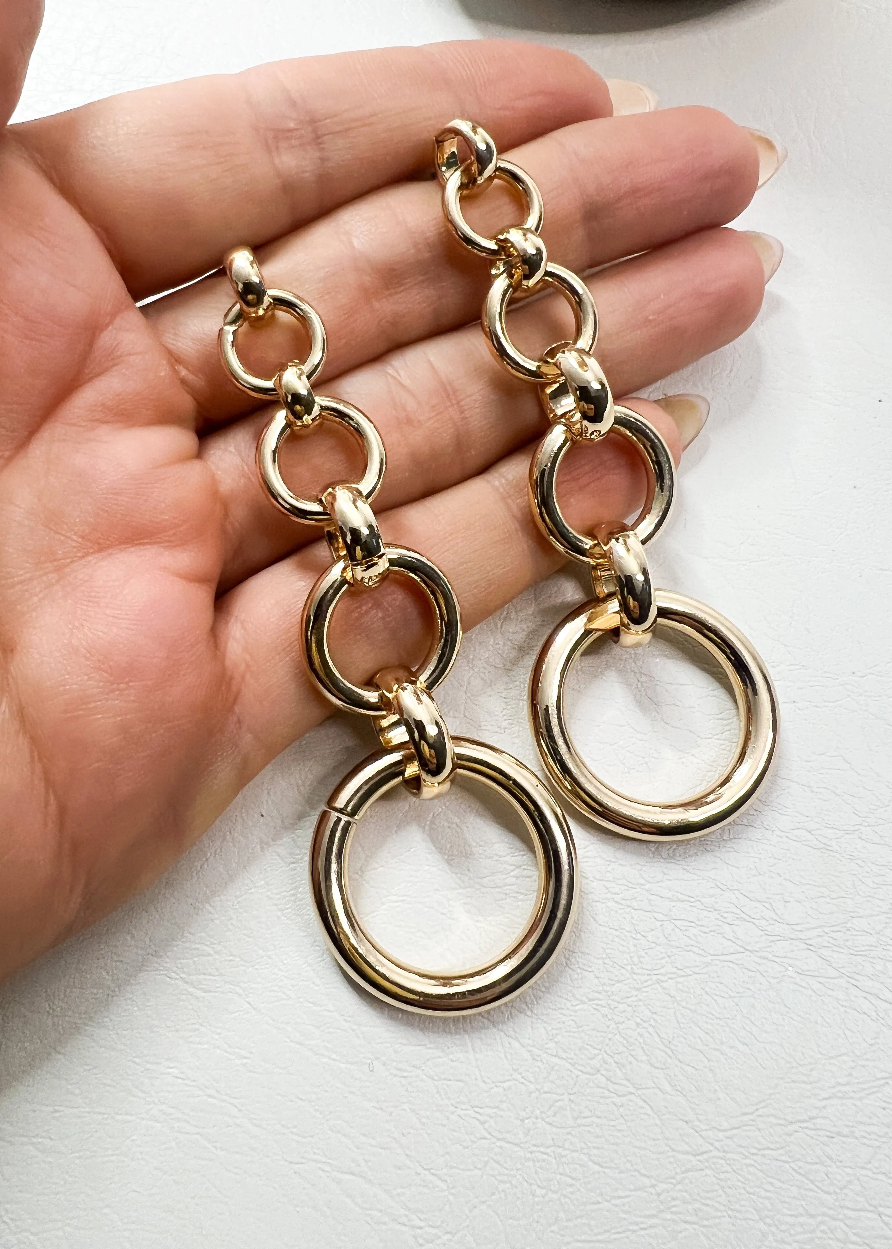 Gold Loop Link Drop Earrings