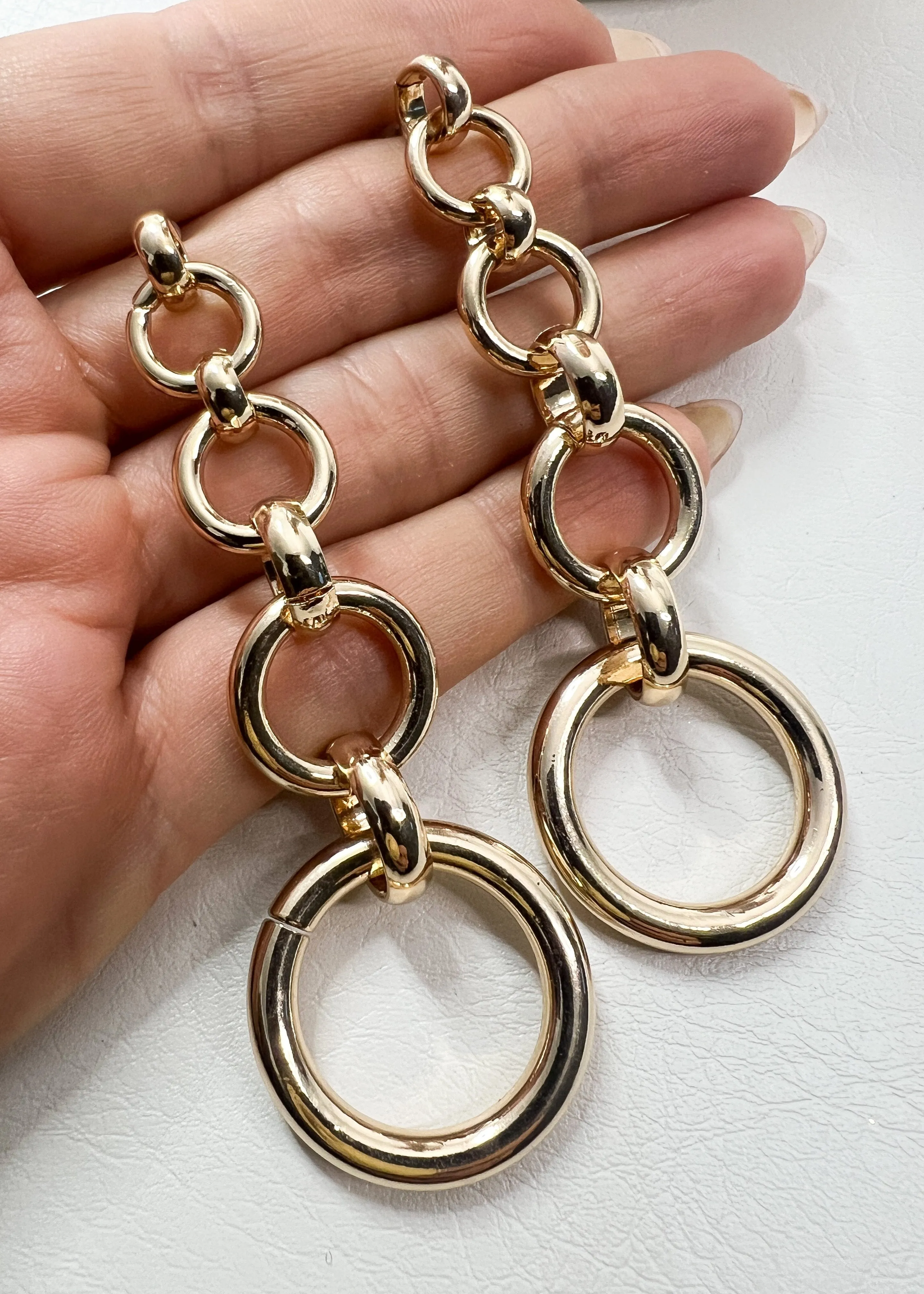 Gold Loop Link Drop Earrings