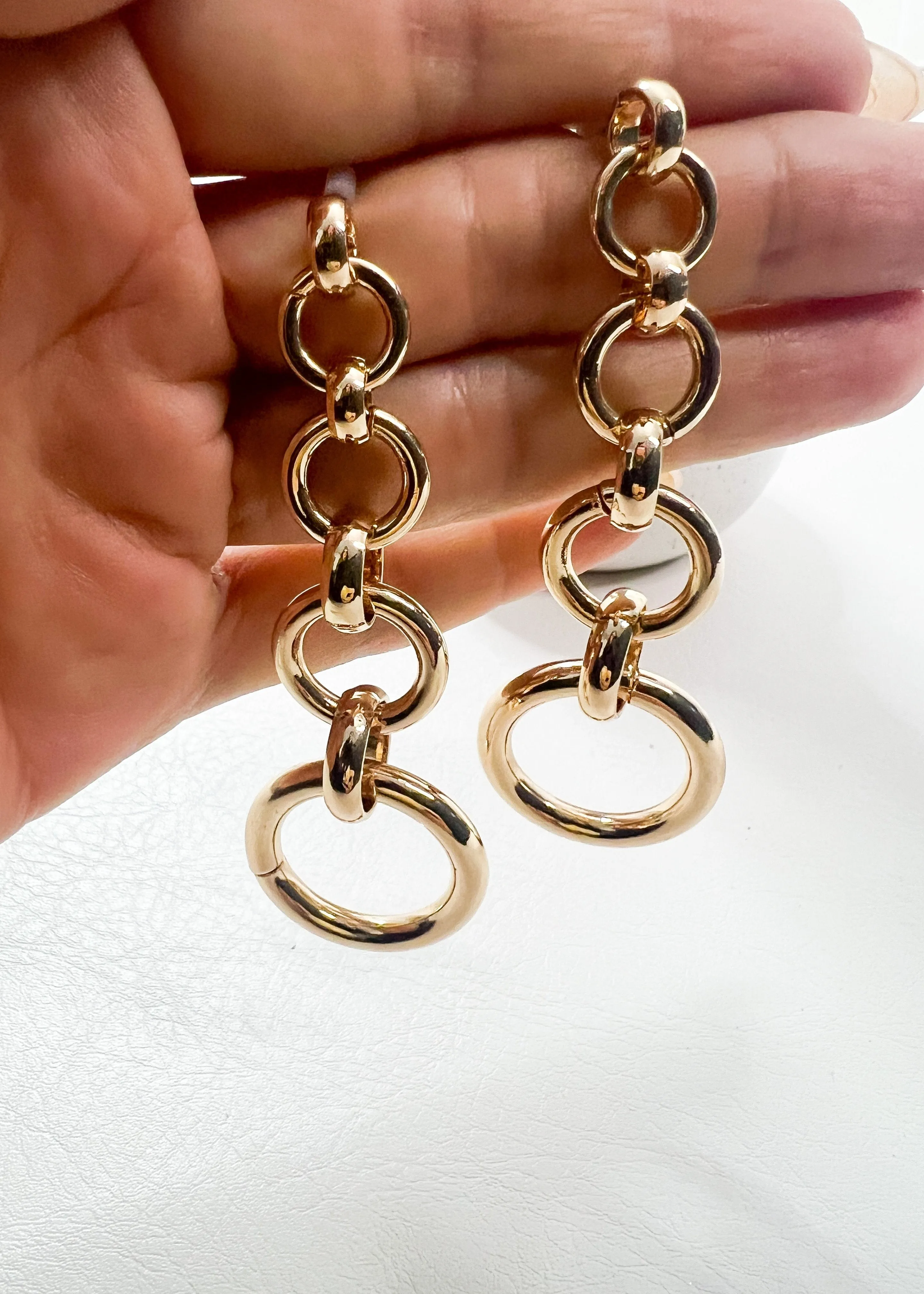 Gold Loop Link Drop Earrings