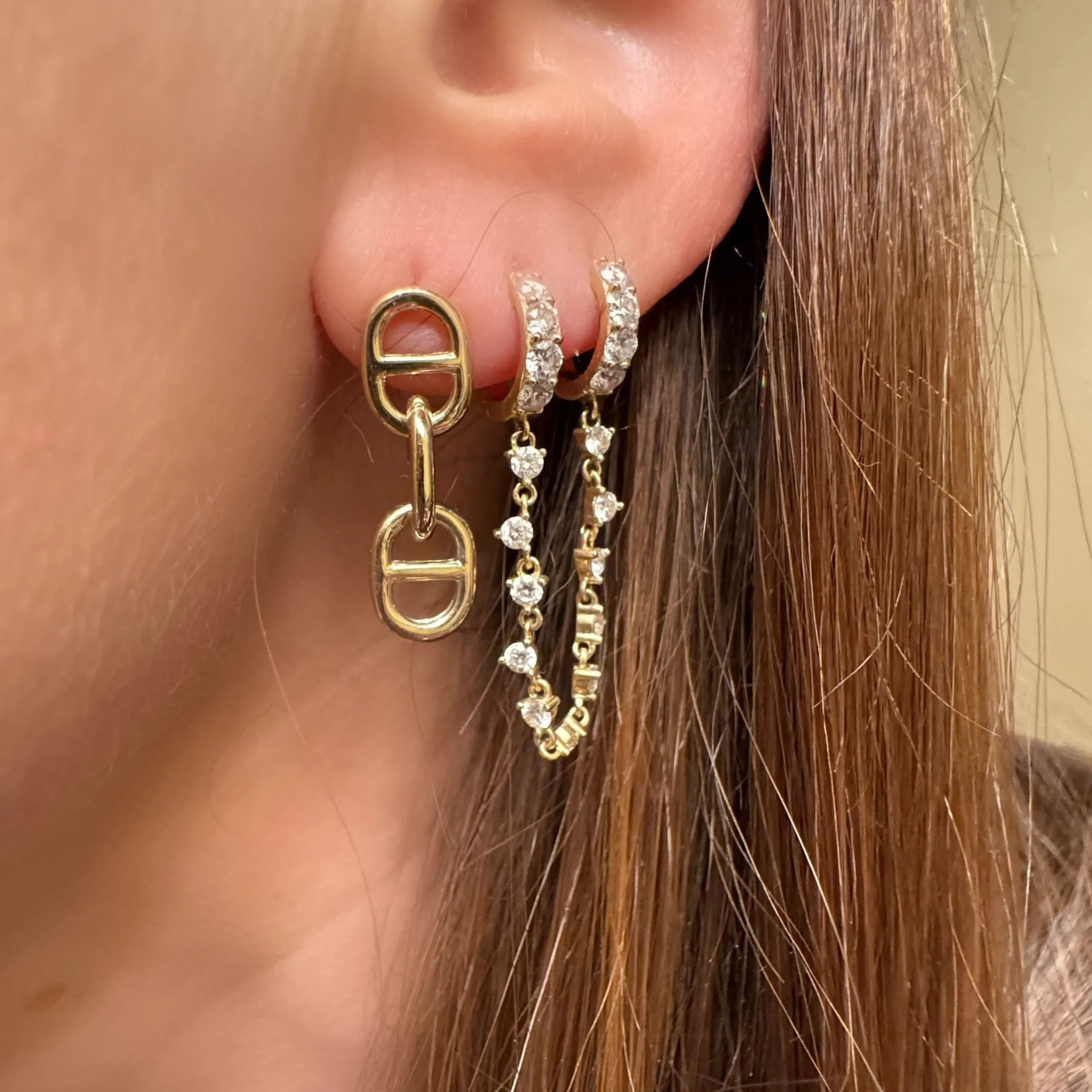 Gold Mariner Chain Drop Earrings