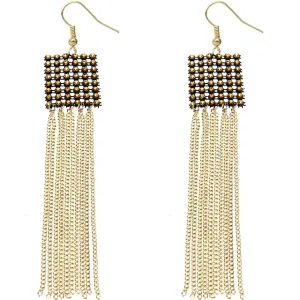 Gold Mesh Long Chain Earrings
