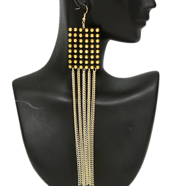 Gold Mesh Long Chain Earrings