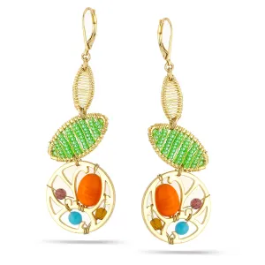 GOLD MULTI COLOR BRADS DROP EARRINGS #235MT3201 (1C15)
