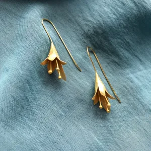 Gold Plated Flower Drop Earrings