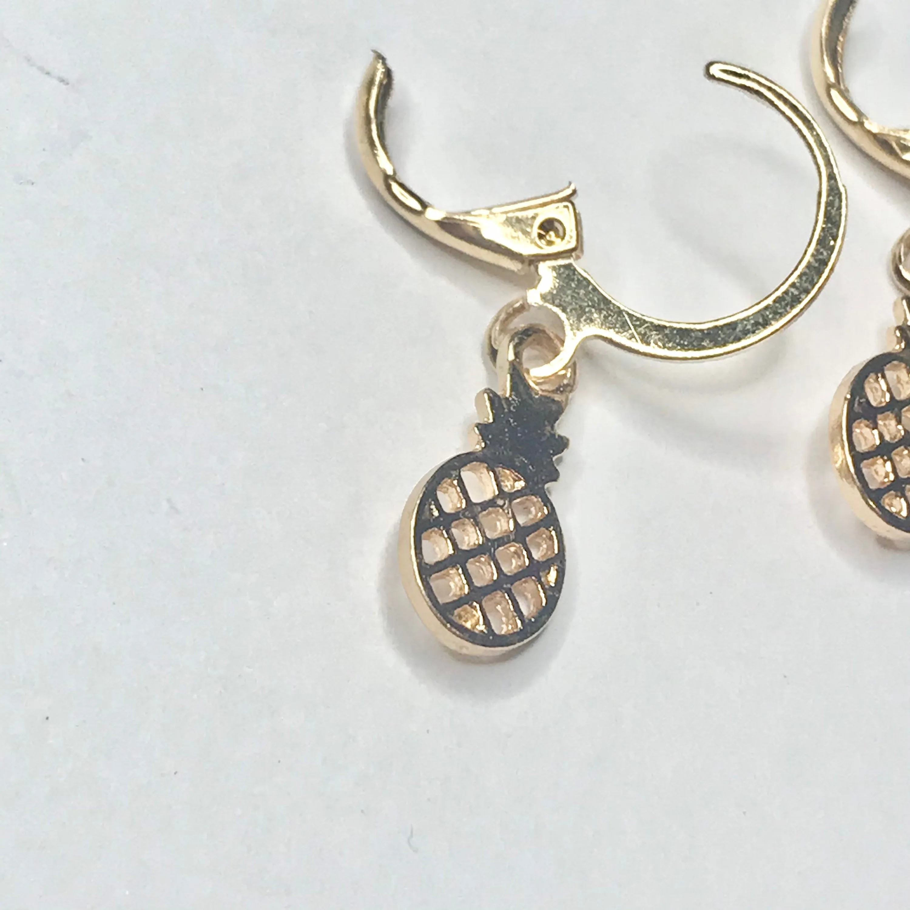 Gold Plated Pineapple Drop Earrings -  Abstract Earrings,Unique Earrings,Hanging Jewellery,Gold Accessories,Gold Jewellery,Gold Earrings