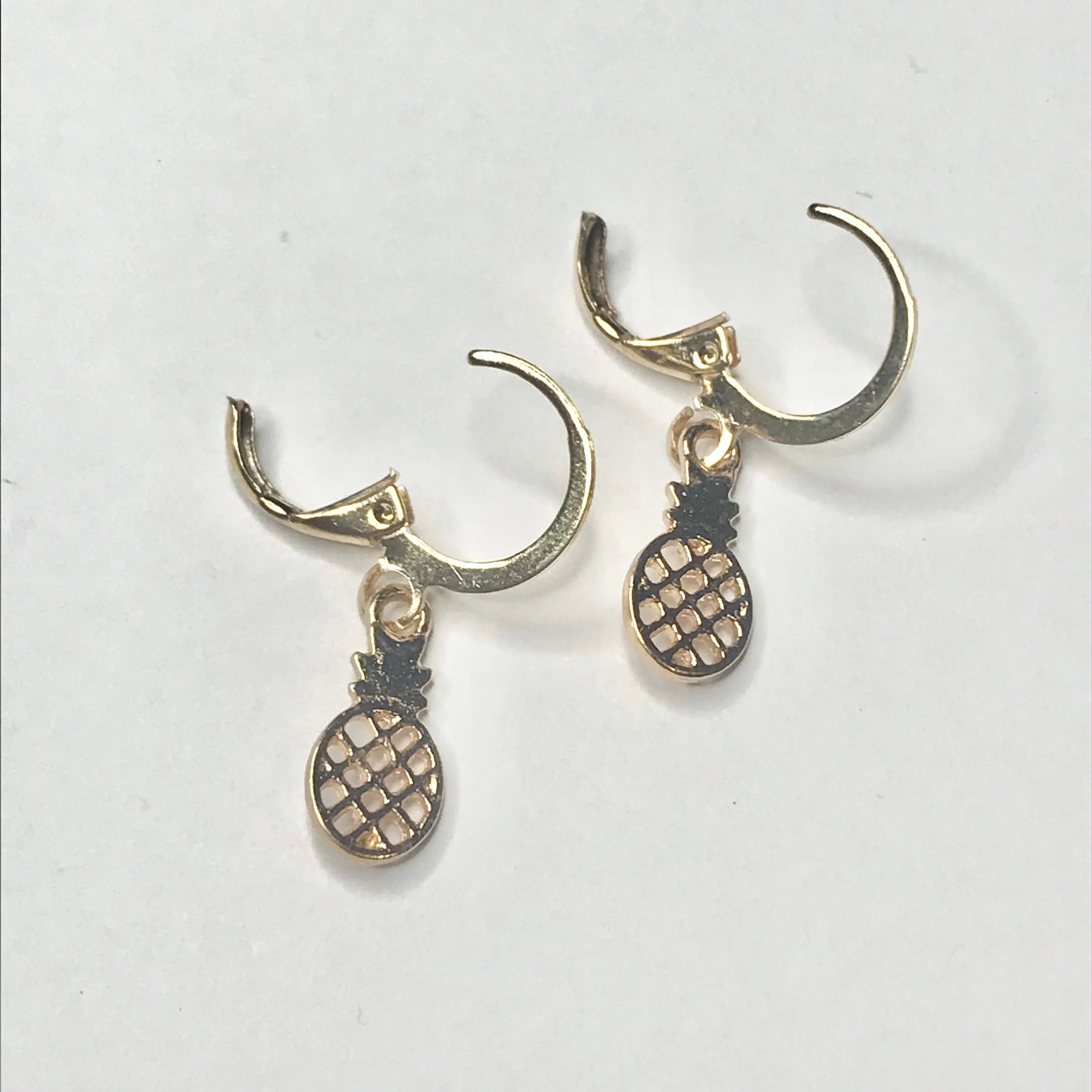 Gold Plated Pineapple Drop Earrings -  Abstract Earrings,Unique Earrings,Hanging Jewellery,Gold Accessories,Gold Jewellery,Gold Earrings