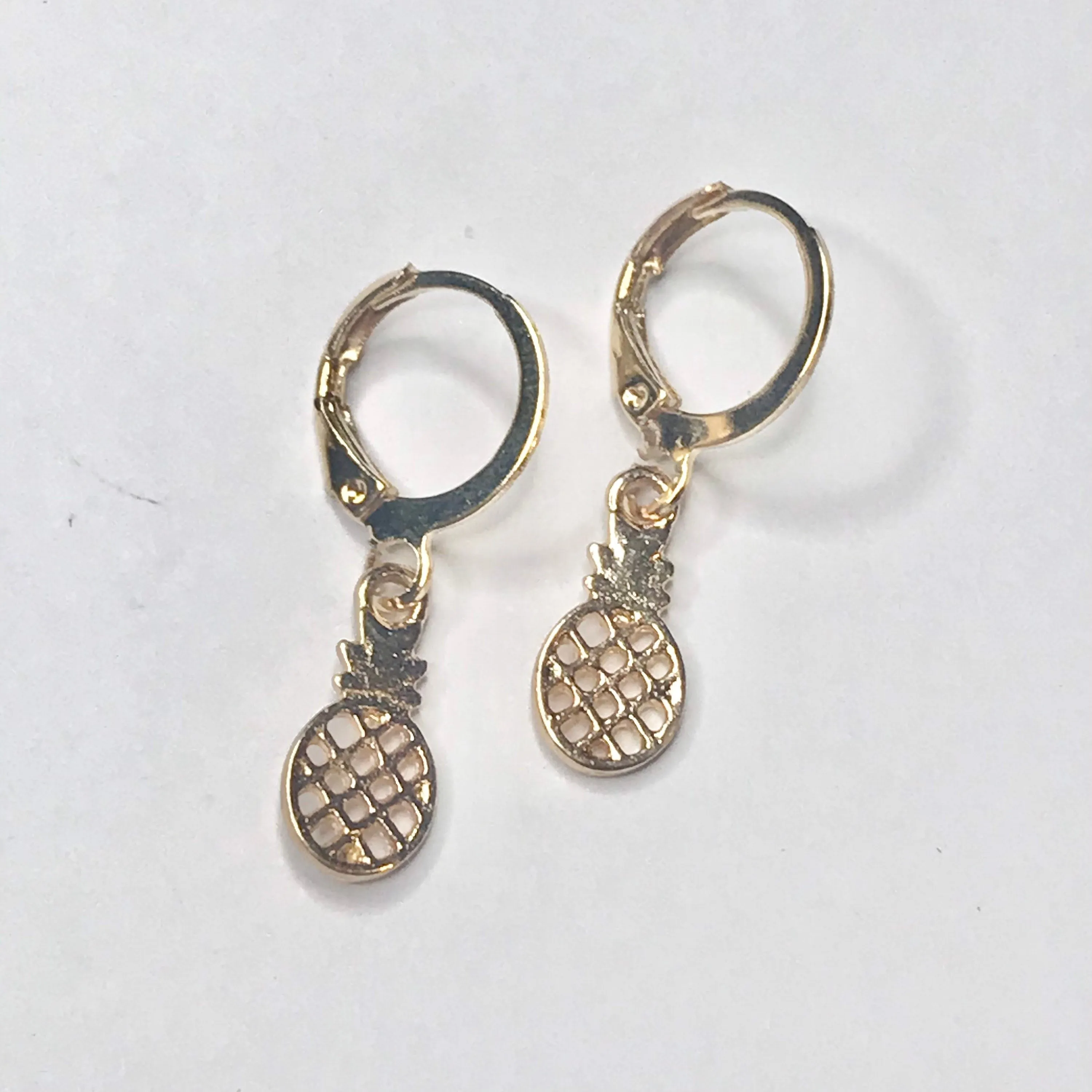 Gold Plated Pineapple Drop Earrings -  Abstract Earrings,Unique Earrings,Hanging Jewellery,Gold Accessories,Gold Jewellery,Gold Earrings