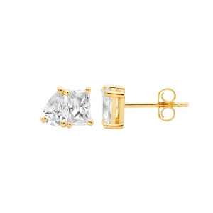Gold Plated 'Toi Et Moi' Stud Earrings with Cubic Zirconia E616G