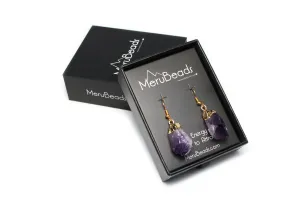 Gold Platted Raw Amethyst Pendant Earrings