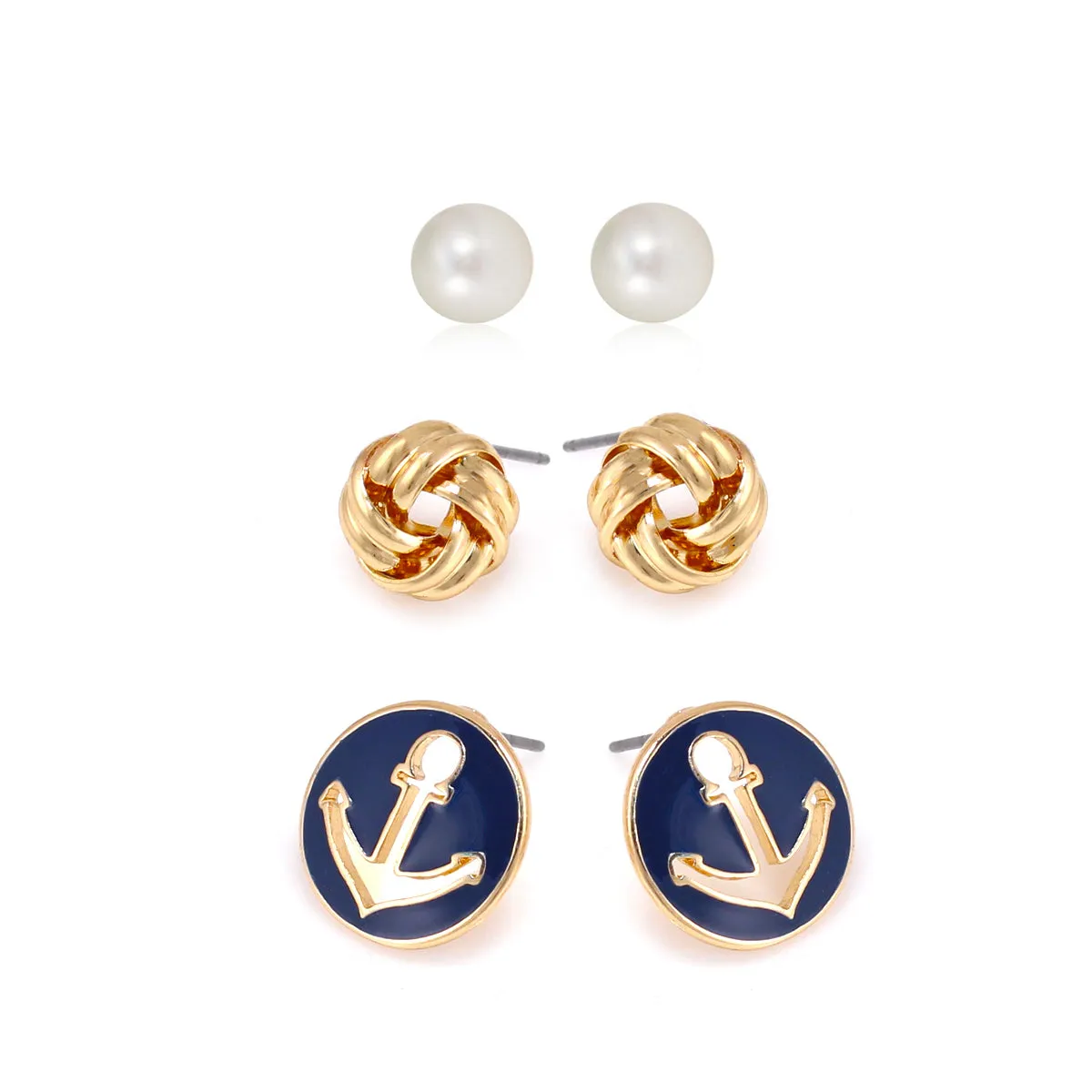 GOLD SET OF 3 STUD EARRINGS #SQ6072105-51 (GC6)