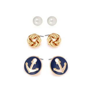 GOLD SET OF 3 STUD EARRINGS #SQ6072105-51 (GC6)