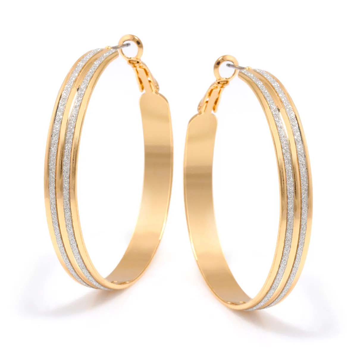 GOLD SILVER SANDED GLITTER EARRINGS #SQ321-E807-195