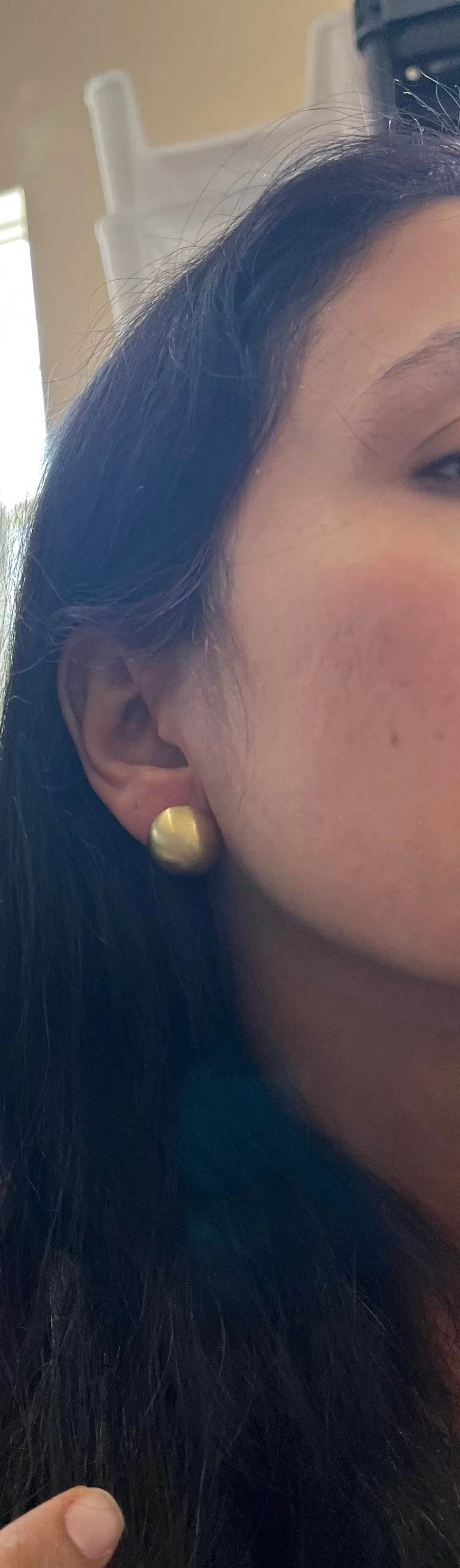 gold stud  earrings , 0.7 inch brushed metal gold Round studs  , fat gold earrings , chunky gold studs dome