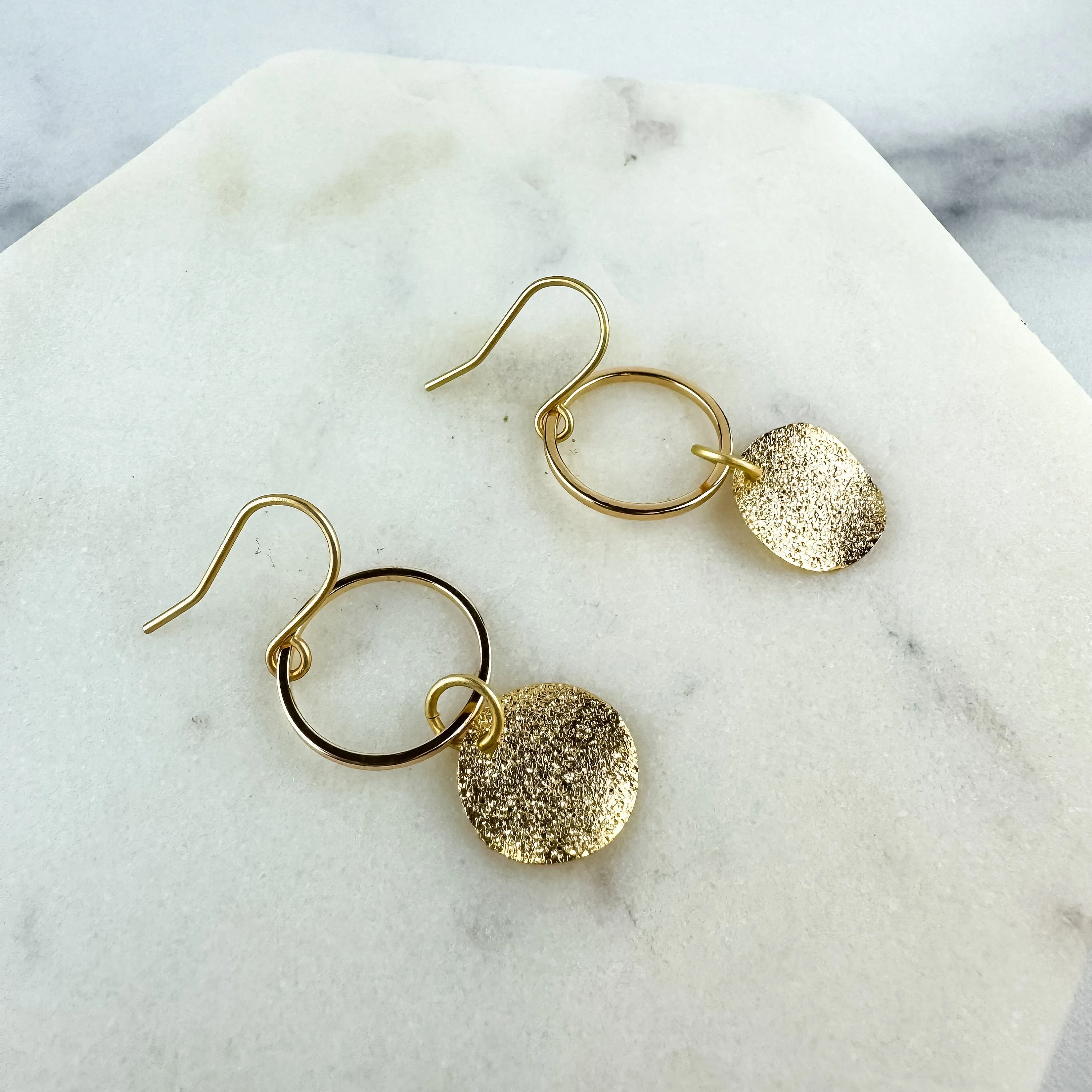 Gold Textured Everyday Drop Earrings