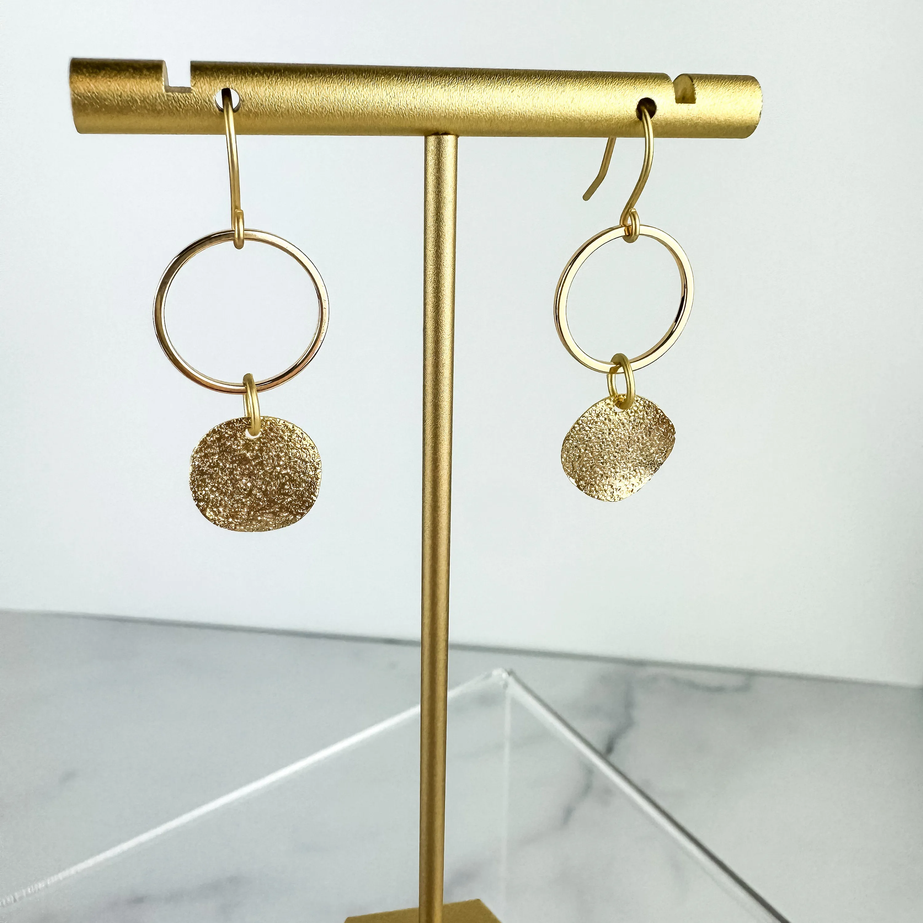 Gold Textured Everyday Drop Earrings