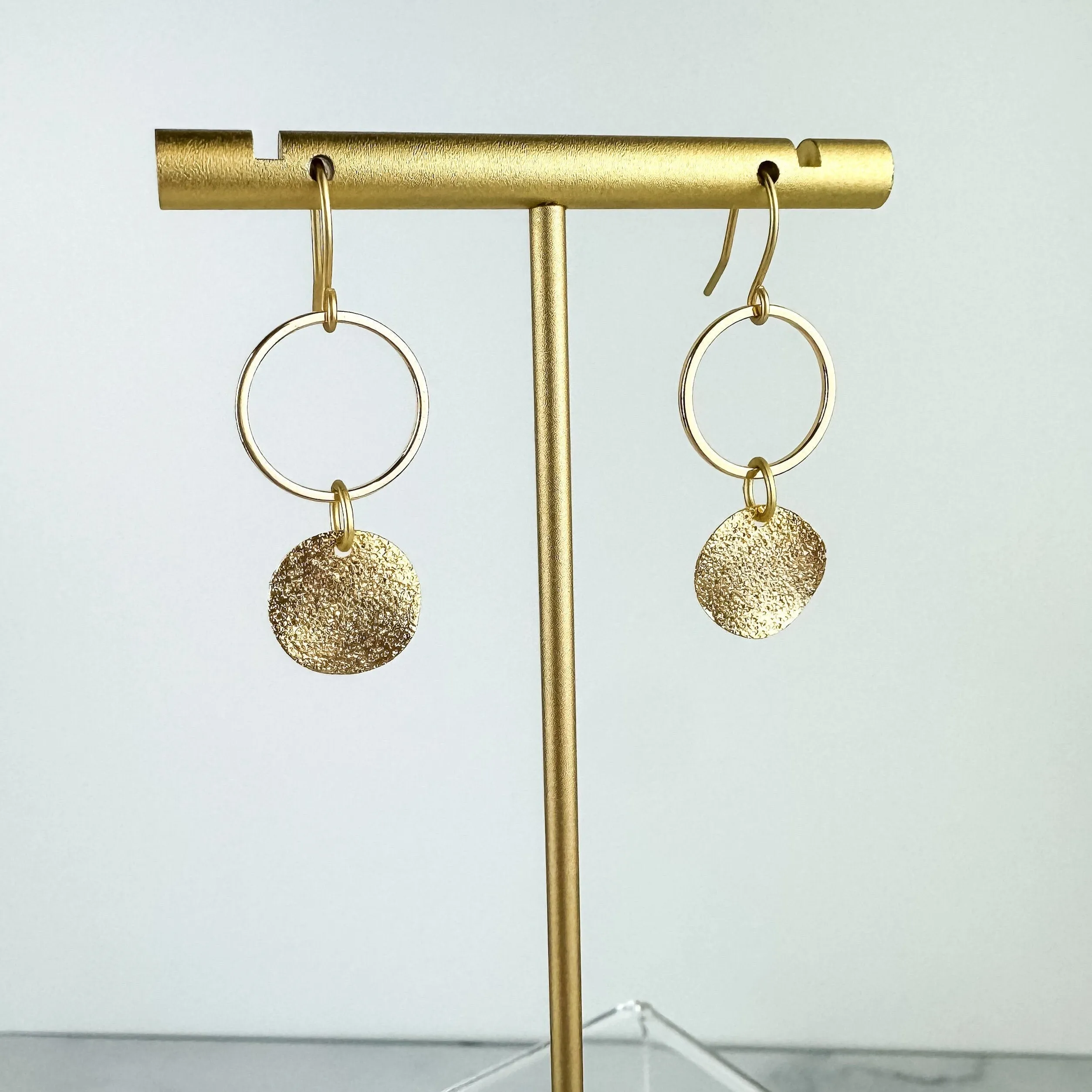 Gold Textured Everyday Drop Earrings