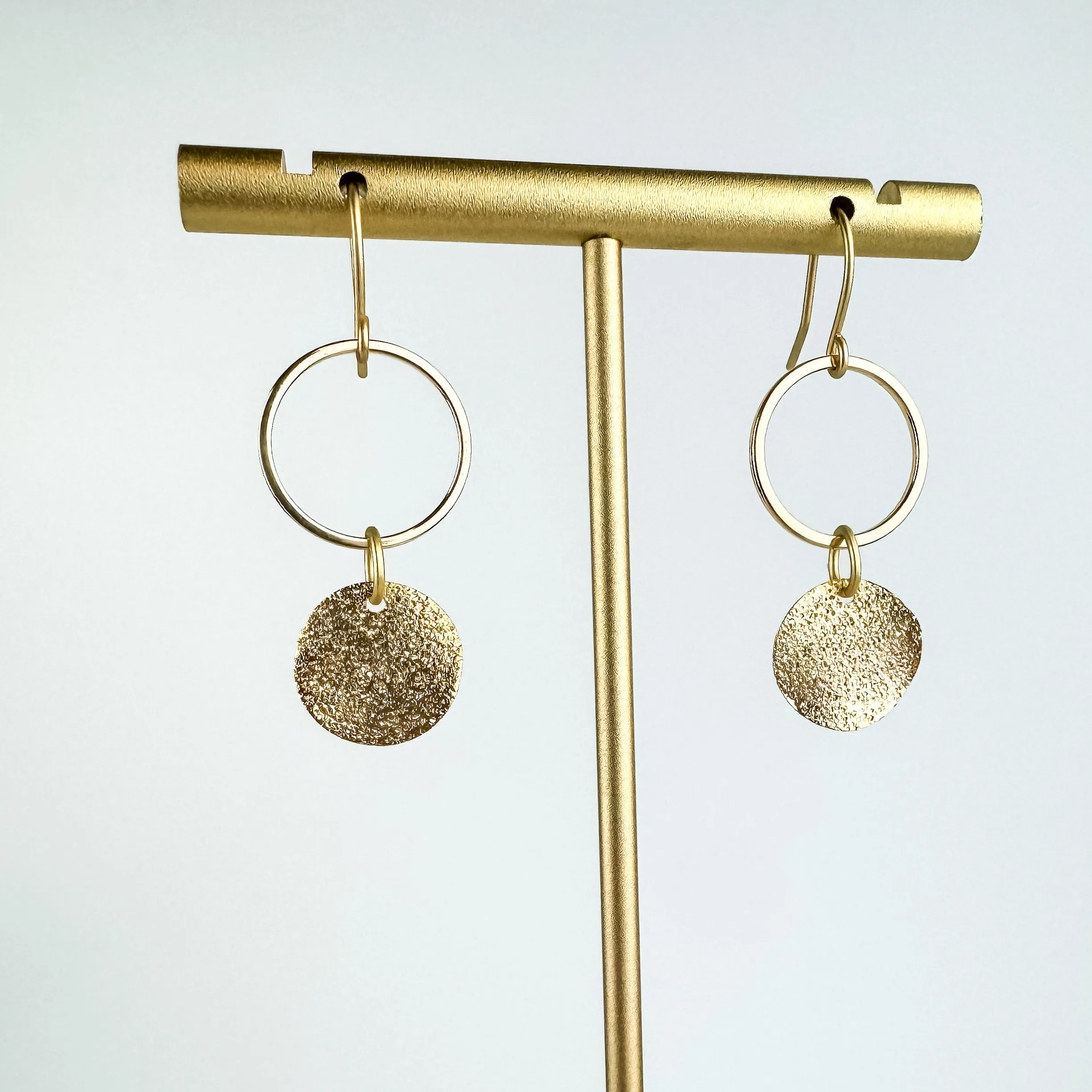 Gold Textured Everyday Drop Earrings