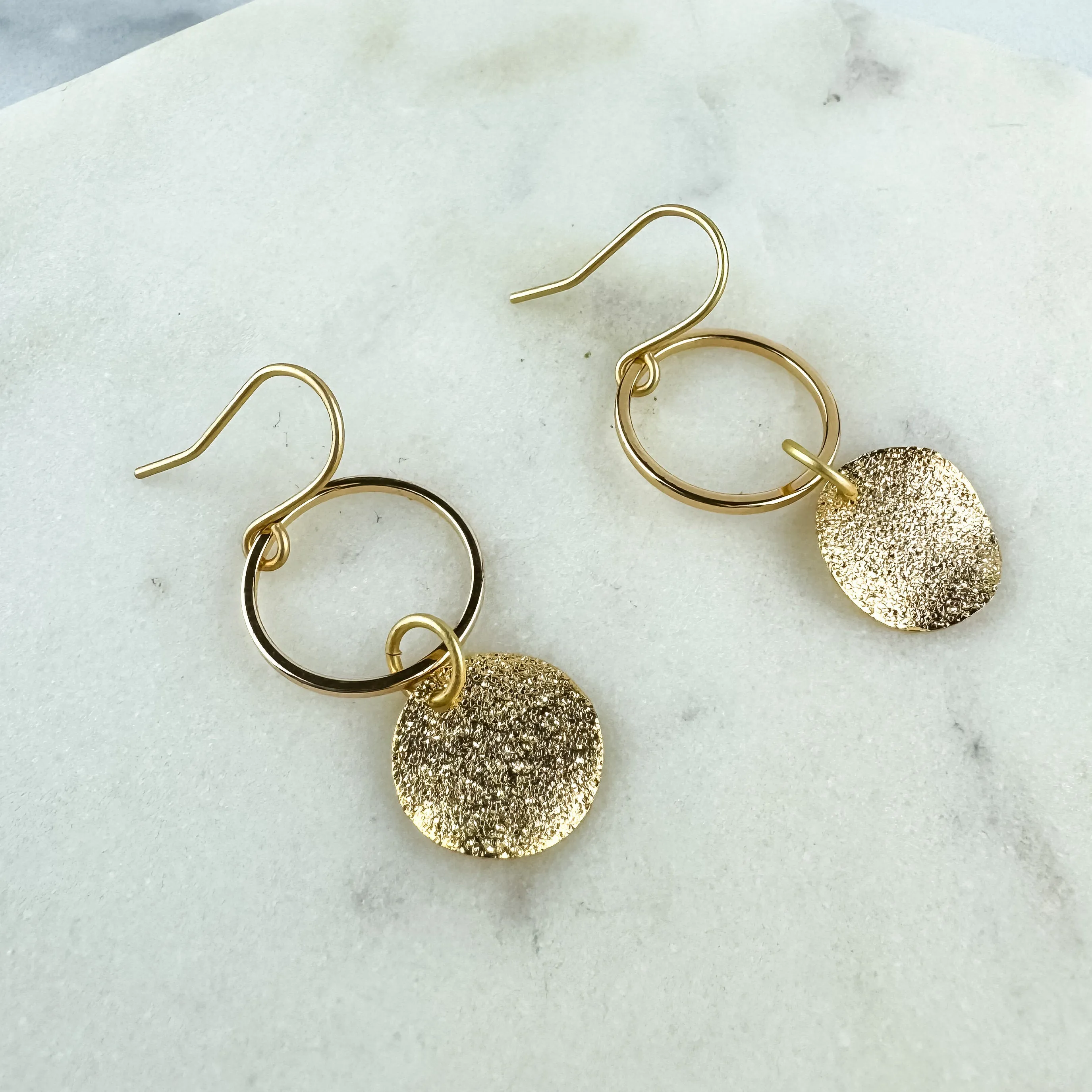 Gold Textured Everyday Drop Earrings