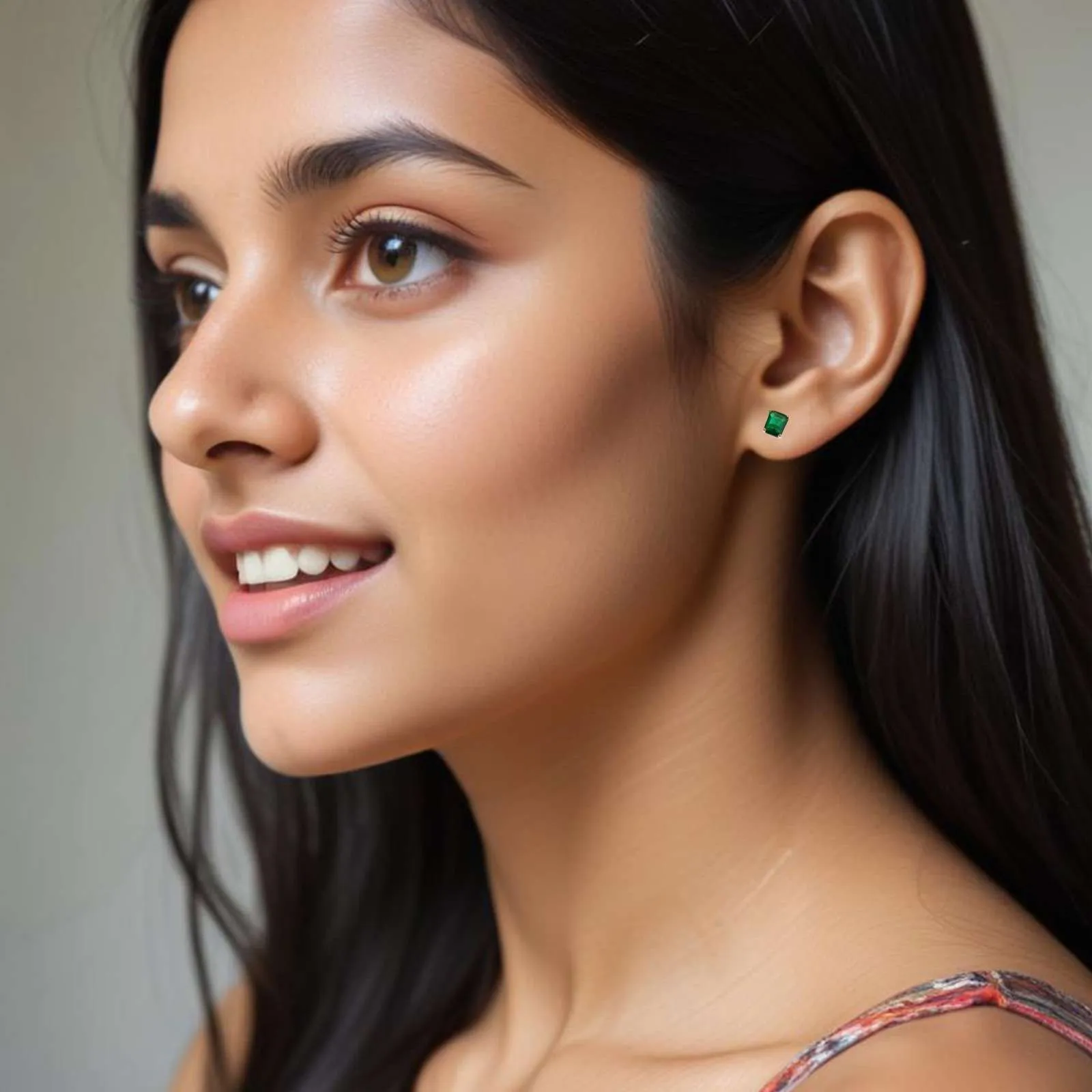 Golden Green Forest Stud Earrings