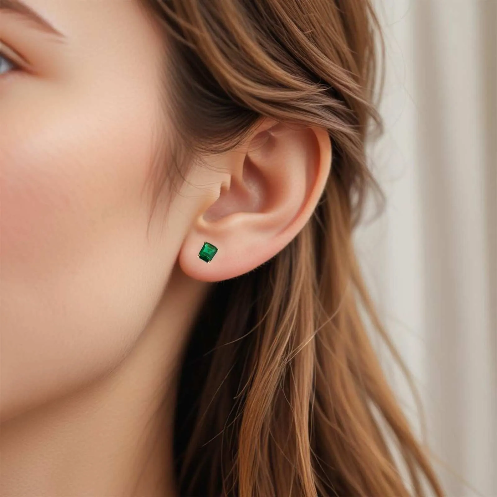 Golden Green Forest Stud Earrings