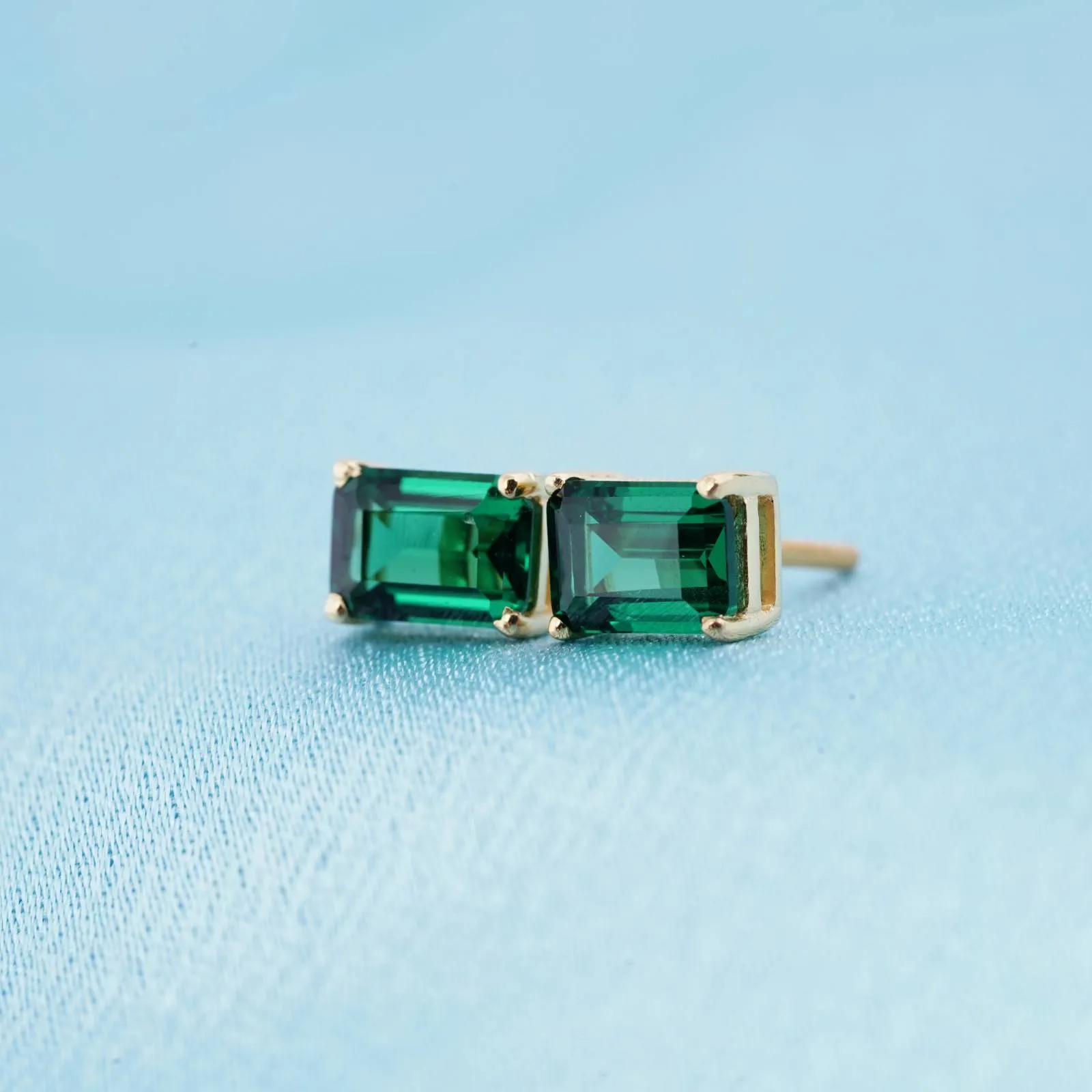 Golden Green Forest Stud Earrings