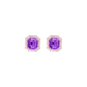 Goshwara Mélange Amethyst With Pink Opal & Turquoise Inlay Stud Earrings