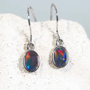 'Grace' Triplet Opal Earrings Silver