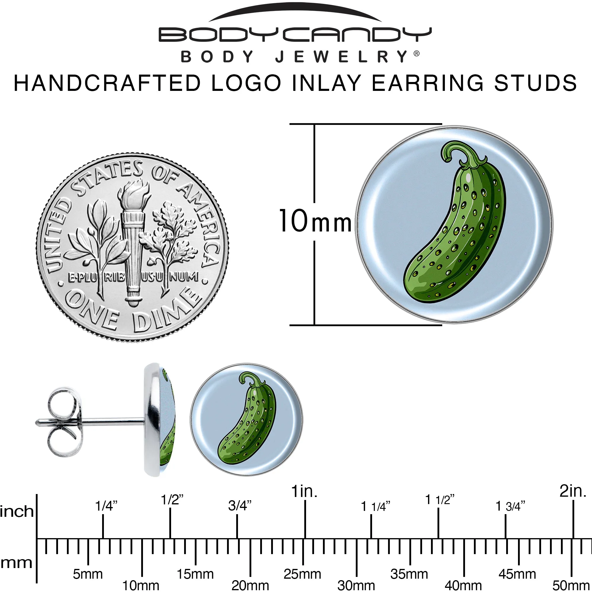 Green Pickle Stud Earrings