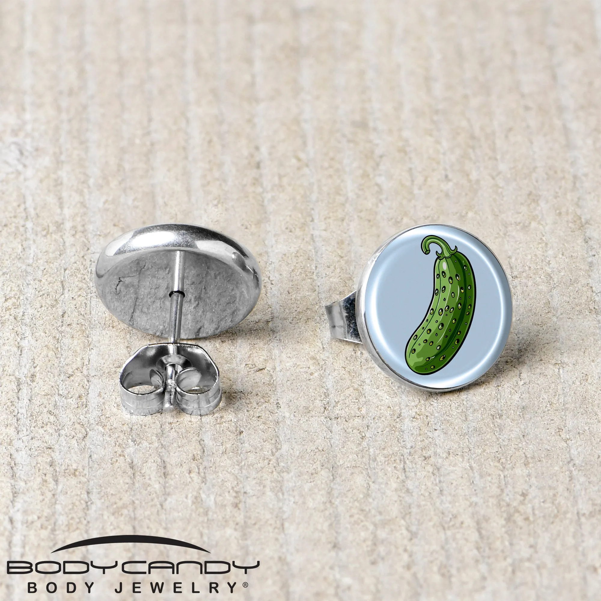 Green Pickle Stud Earrings