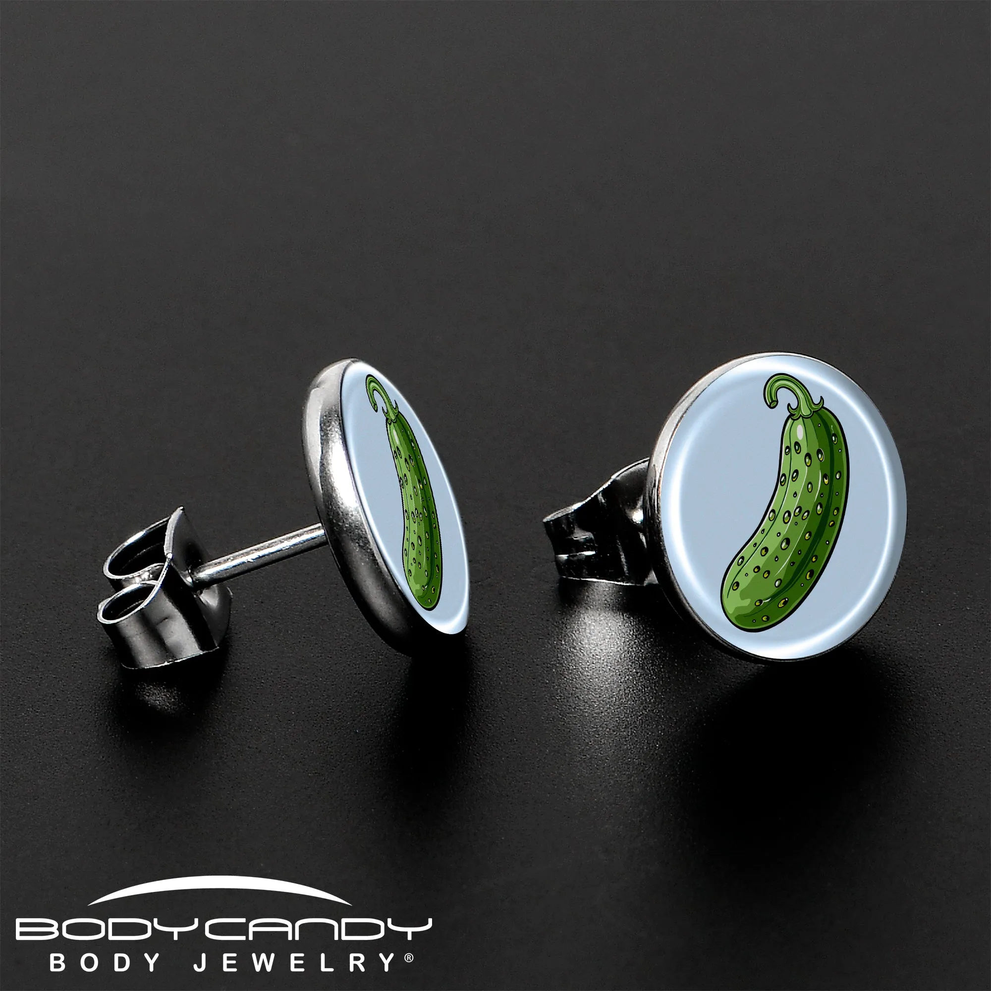 Green Pickle Stud Earrings