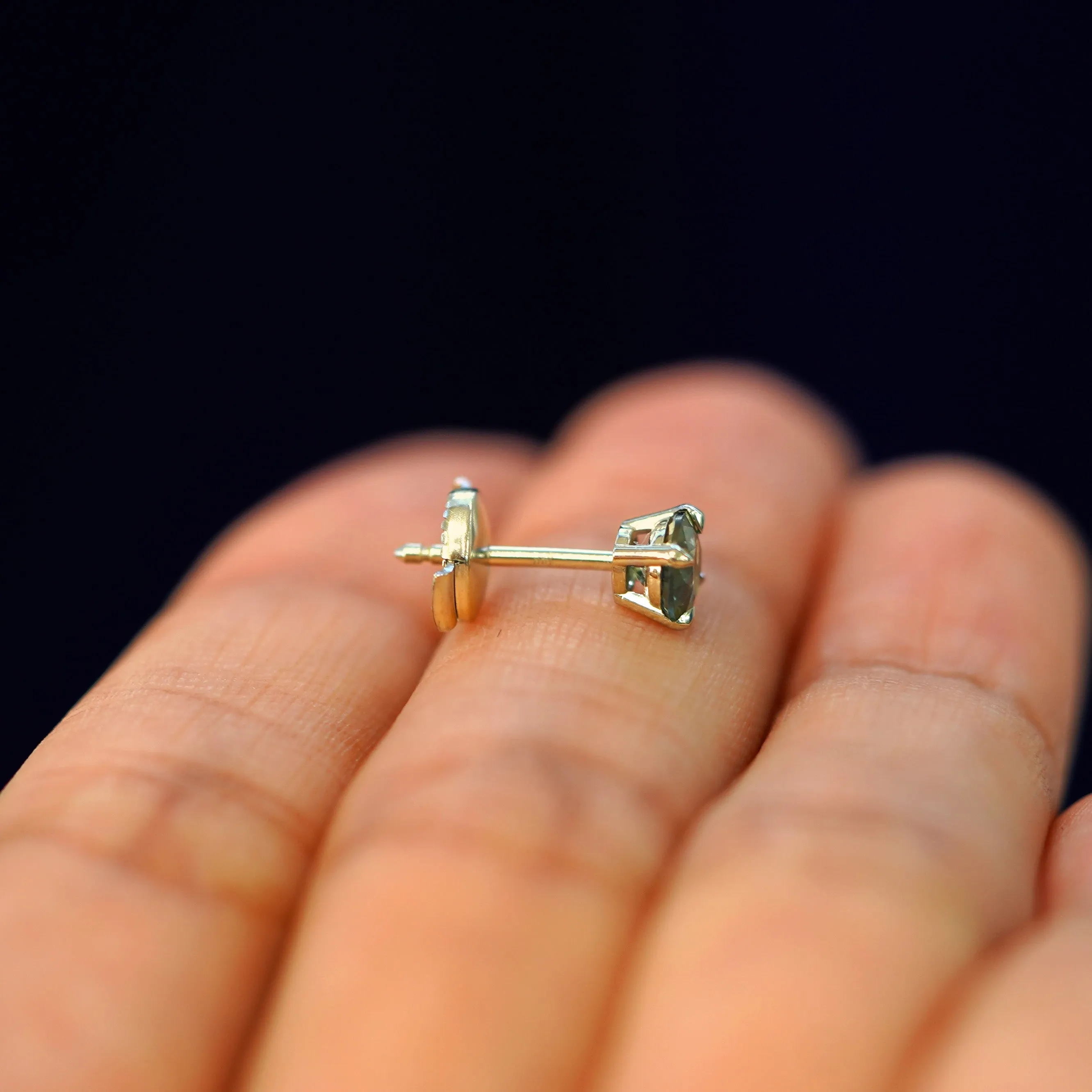Green Sapphire Pressure Lock Earring