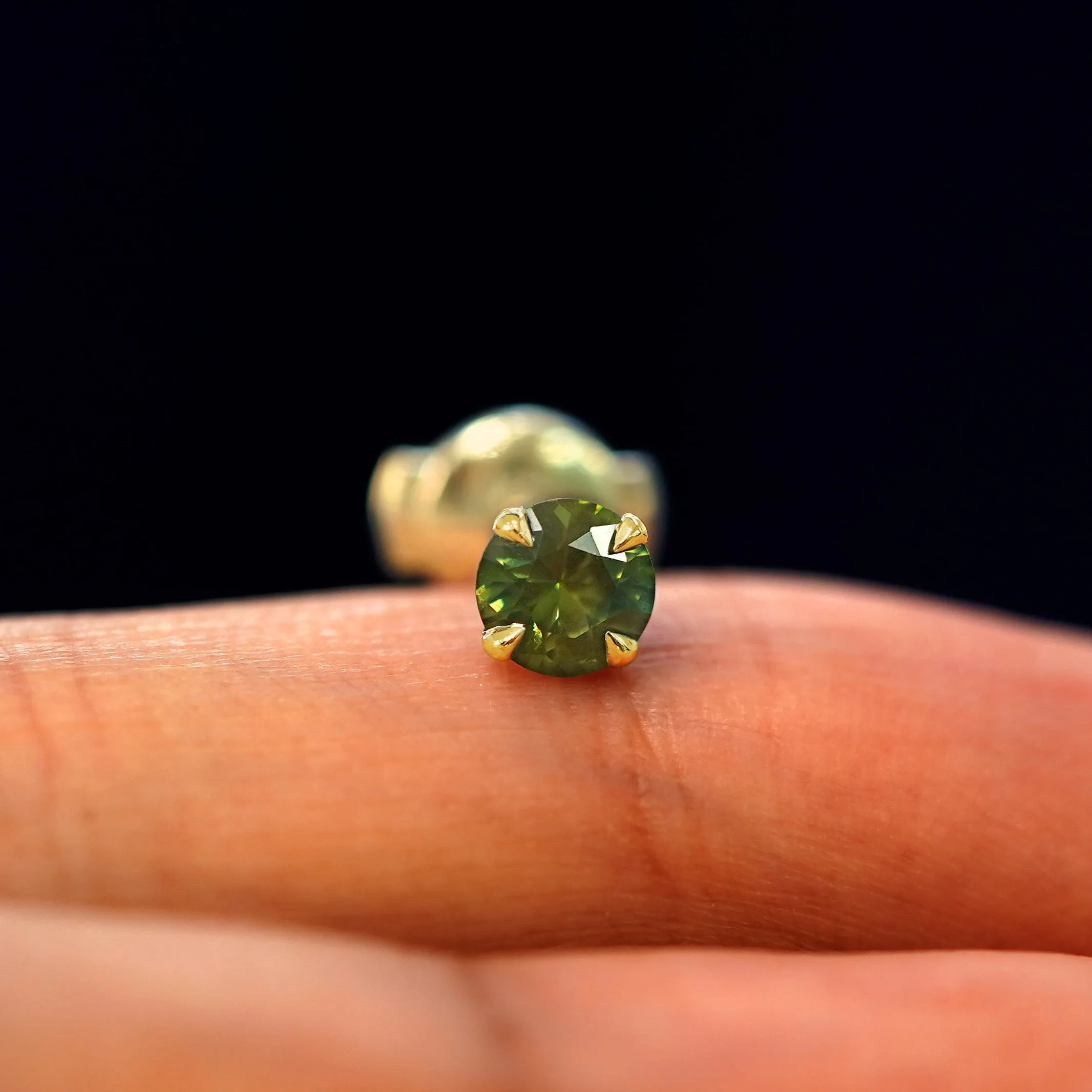 Green Sapphire Pressure Lock Earring