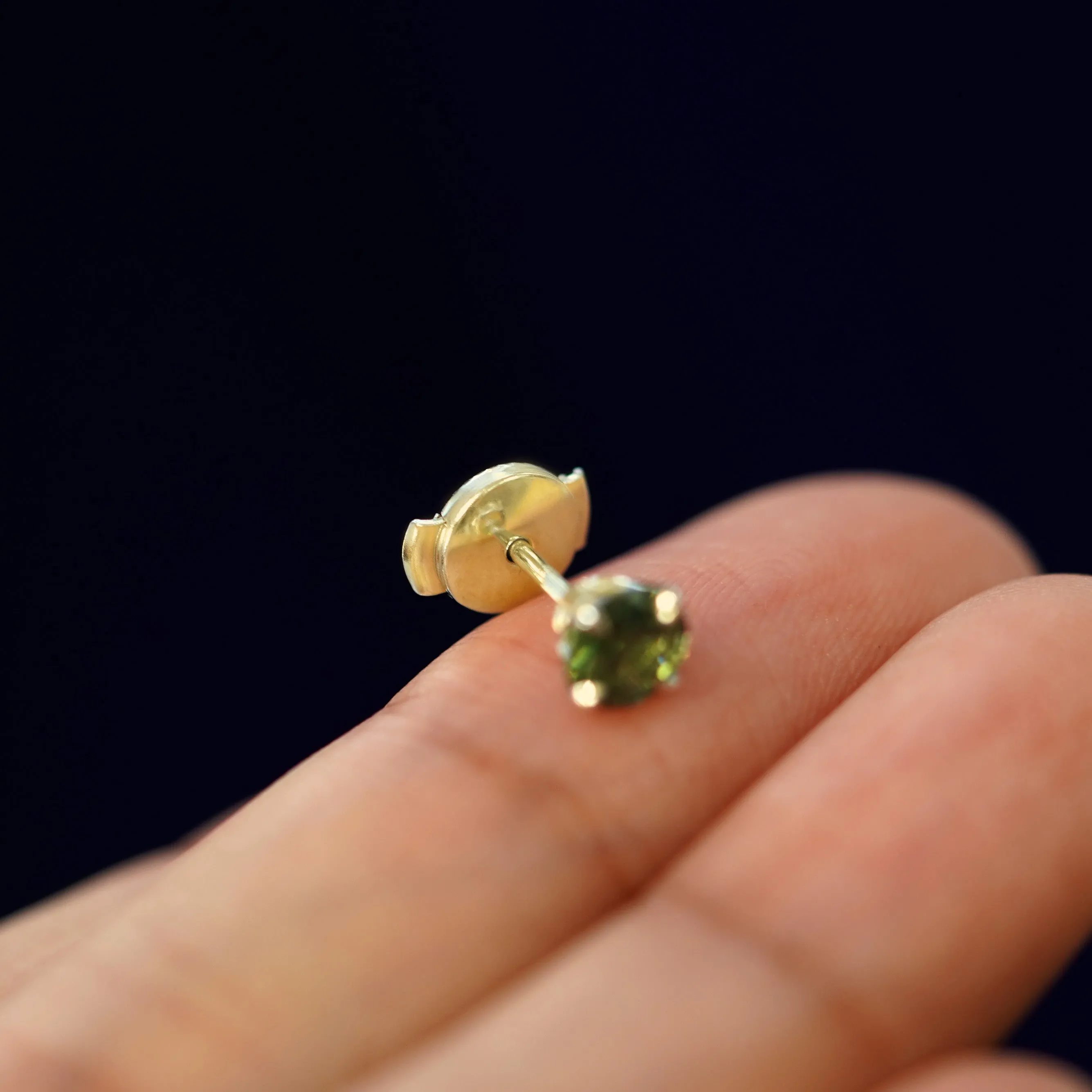 Green Sapphire Pressure Lock Earring