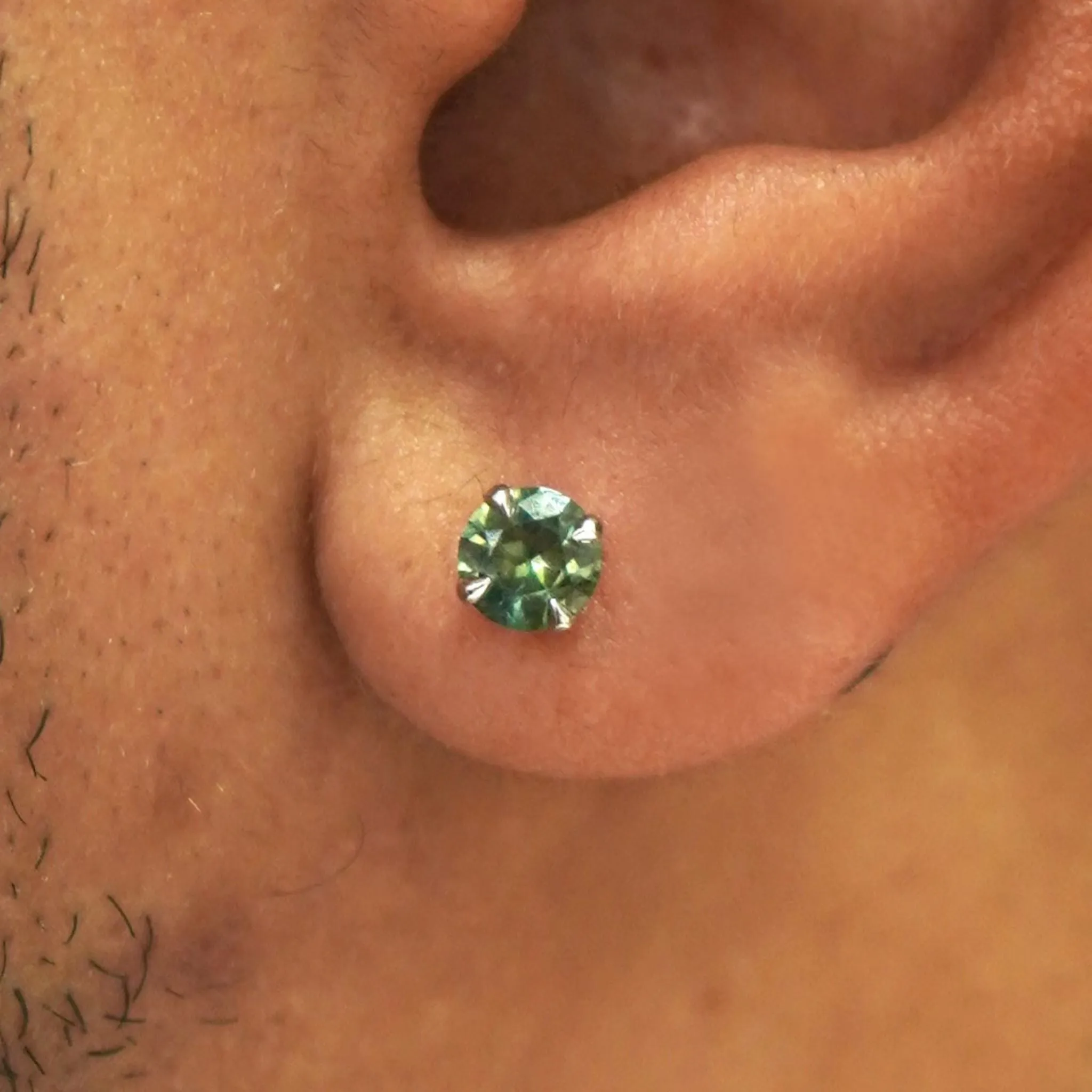 Green Sapphire Pressure Lock Earring